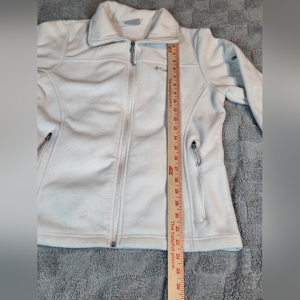 Columbia Full Zip Jacket Women's Size Medium  White Fleece Pockets - Picture 6 of 13